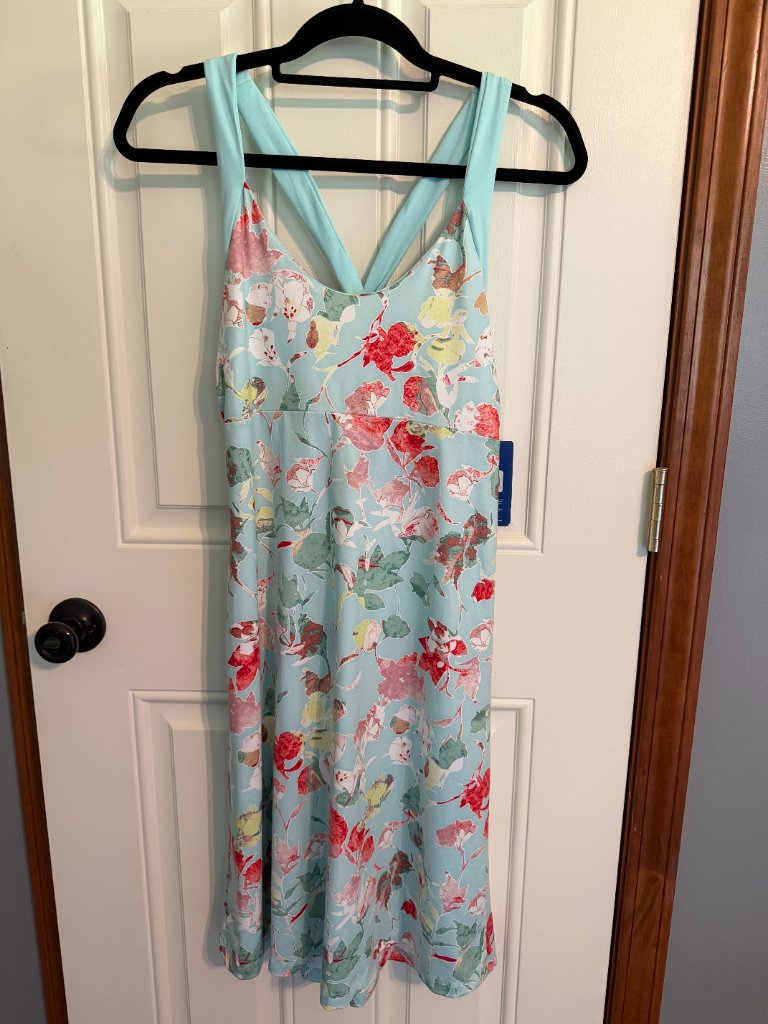 Nwt Patagonia Morning Glory Floral Twist Back Shelf Bra Dress Size-L